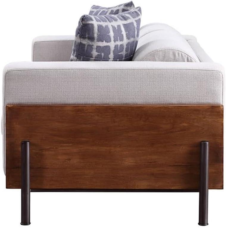 91" Pelton Sofa Fabric/Walnut - Acme Furniture: Linen Upholstery, Wood Frame, Metal Legs