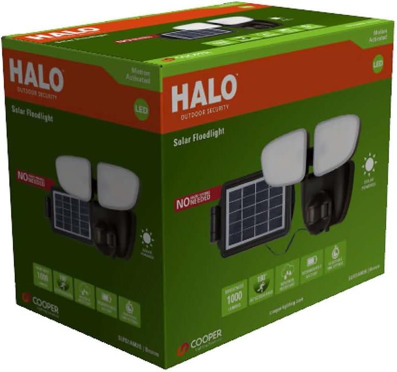 Halo Solar Outdoor LED Twin Head Flood and Security Light 180 Degree Motion Sensor 1000 Lumens