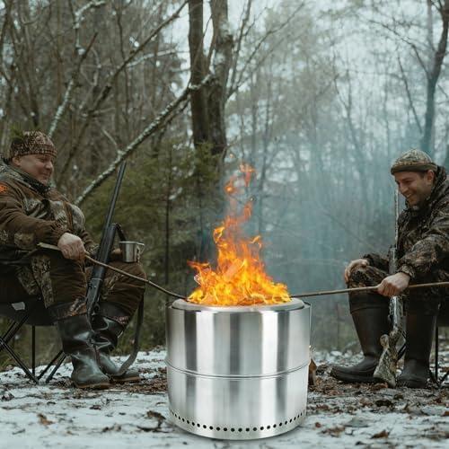 HGD 20 inch Portable Smokeless Fire Pit - Stainless Steel Bonfire Firepit with Airflow Technology for Efficient Outdoor Heating - Includes Carry Bag - Perfect for Gatherings, RV Travel, and Backyard