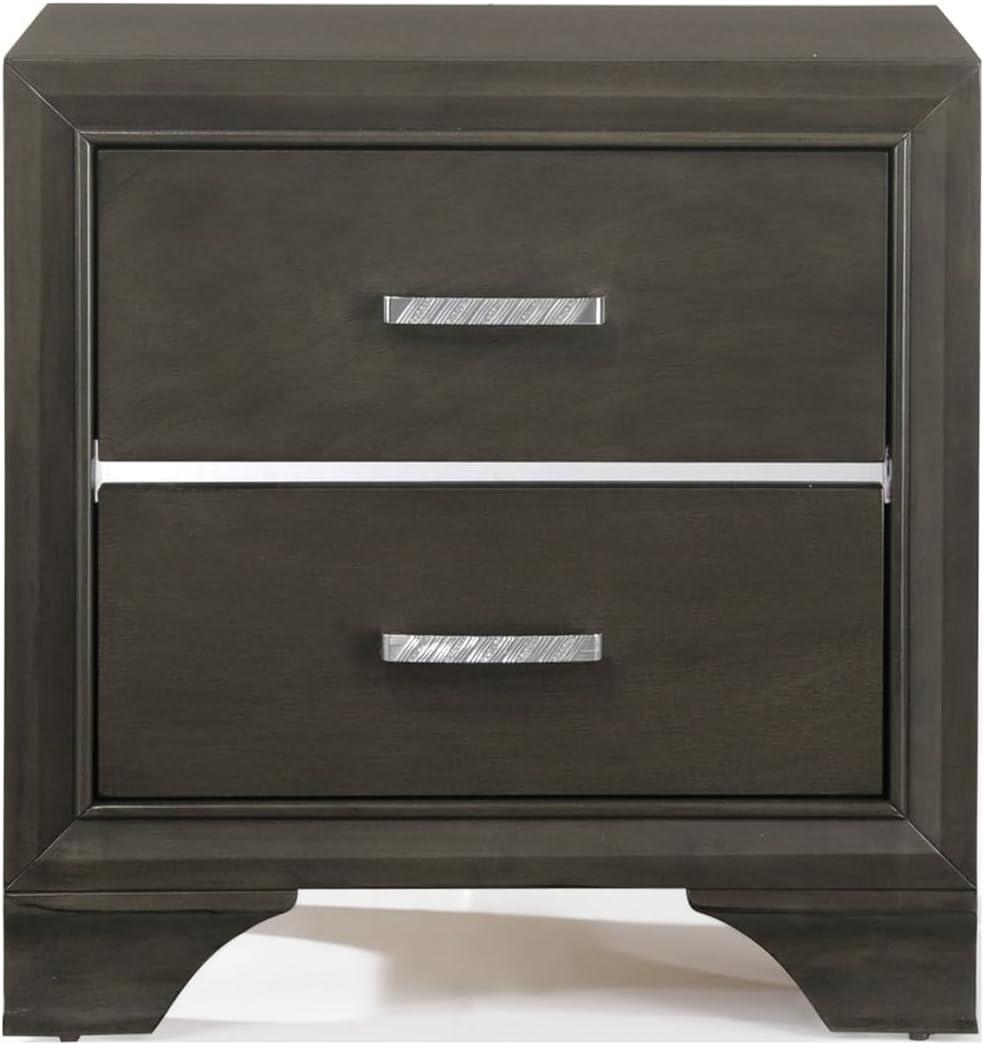 Wooden Two Drawer Nightstand With Bracket Legs Gray - Saltoro Sherpi