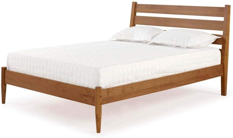 Camaflexi Mid Century Platform Bed Queen Size Solid Wood Bed Frame, Castanho 100% Solid Wood