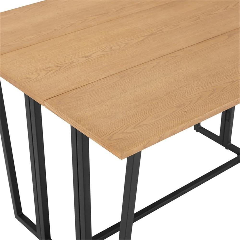 Pemberly Row 47" Modern Drop-Leaf Wood Dining Table - Light Ash / Black