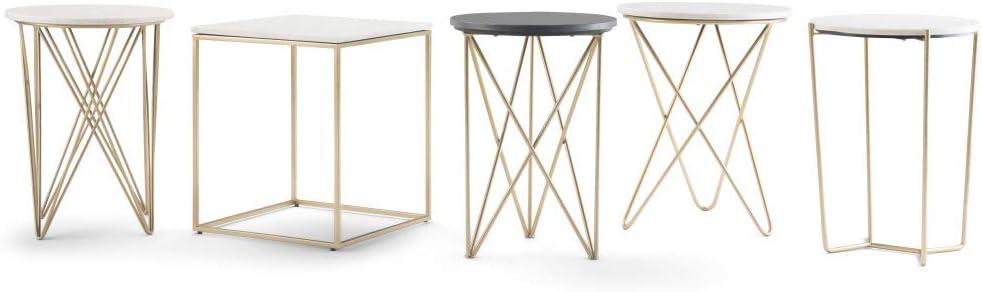 White Marble and Gold Metal Modern Accent Table