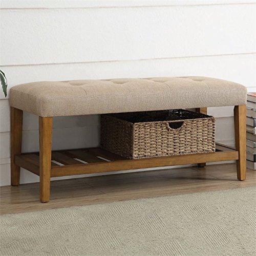 Acme Furniture Charla Ottomans and Benches Beige Fabric/Oak Finish
