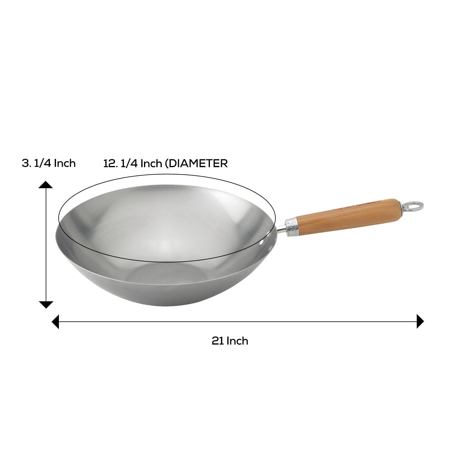 Helen Chen's Asian Kitchen Traditional Carbon Steel Stir Fry Pan, 12"