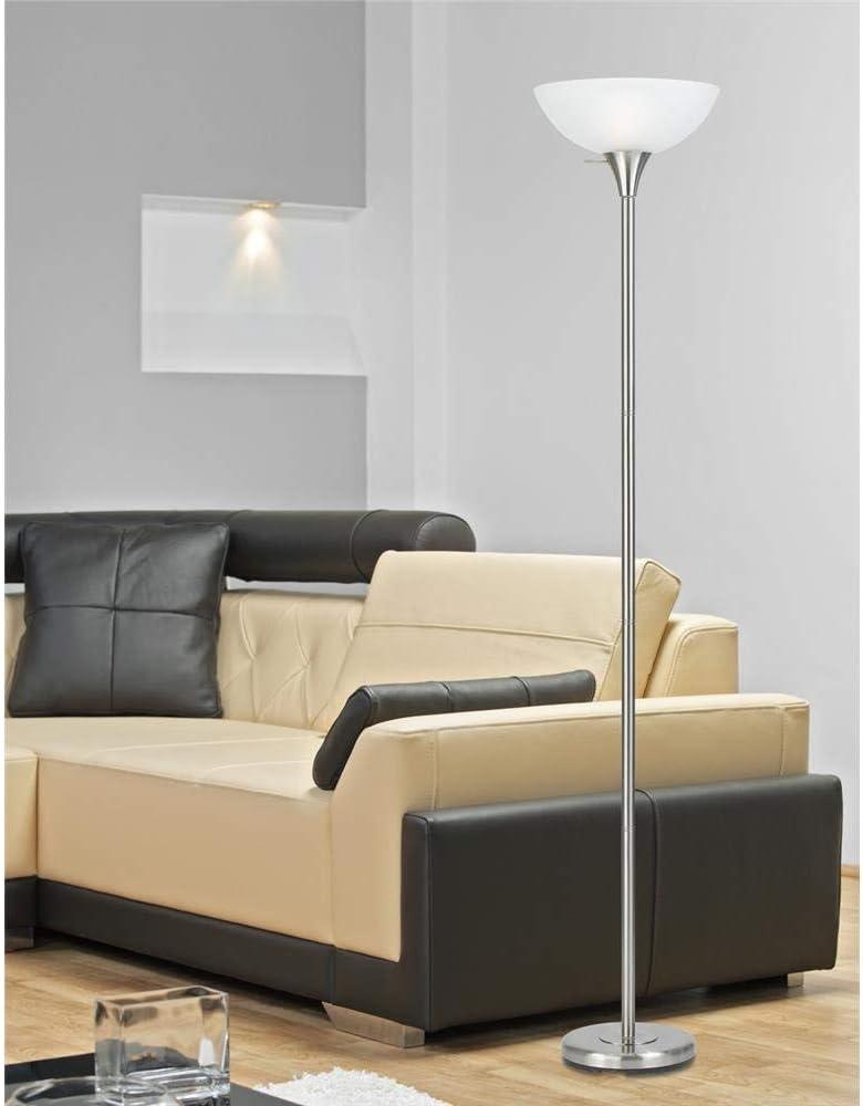 Cal Lighting 13.5" Durable Metal and Glass Torchiere Floor Lamp in Silver/White