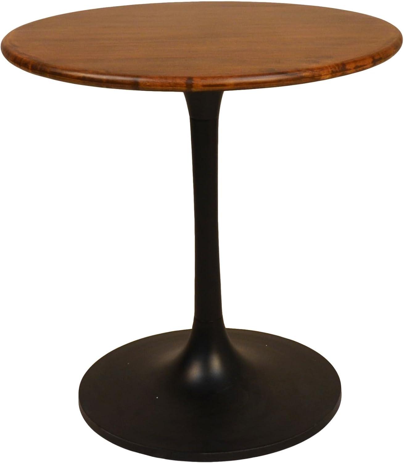 Carolina Living 30" Somerset Wood Top Round Dining Table Black: Mango Wood, Pedestal Base