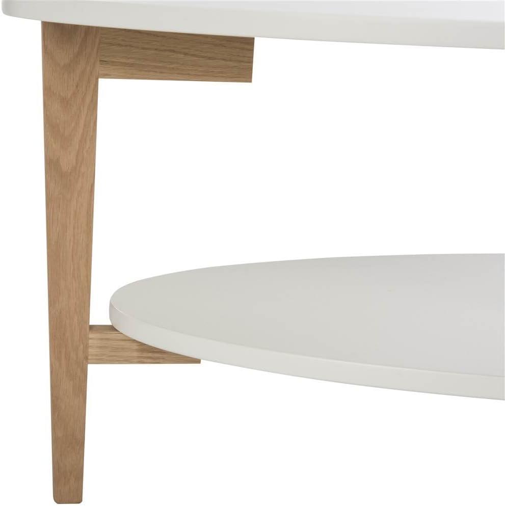 Woodruff Oval Coffee Table - White/Oak - Safavieh