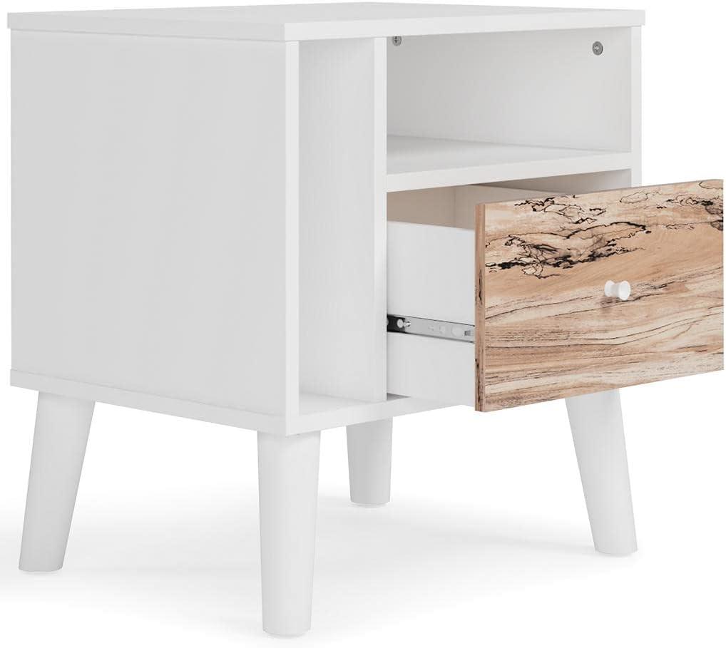 Contemporary Sugarberry & Matte White Nightstand with Open Shelving