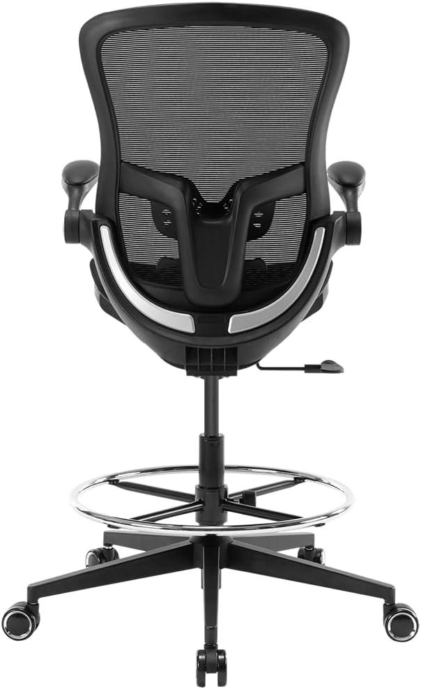Office Drafting Chair,Ergonomic Tall Office Desk Chair,Adjustable Standing Desk Stool Chair,Executive Computer Chair with Footrest Ring and Lumbar Support (Black)