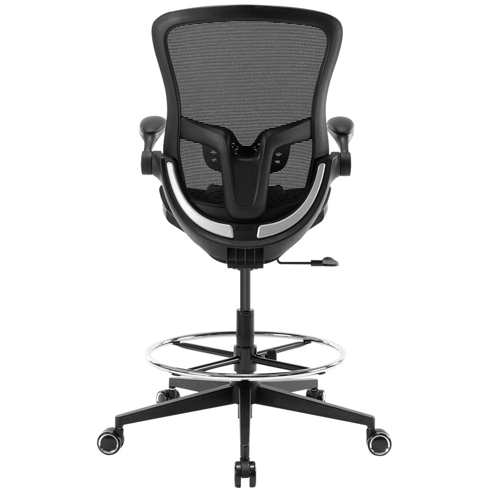 Office Drafting Chair,Ergonomic Tall Office Desk Chair,Adjustable Standing Desk Stool Chair,Executive Computer Chair with Footrest Ring and Lumbar Support (Black)