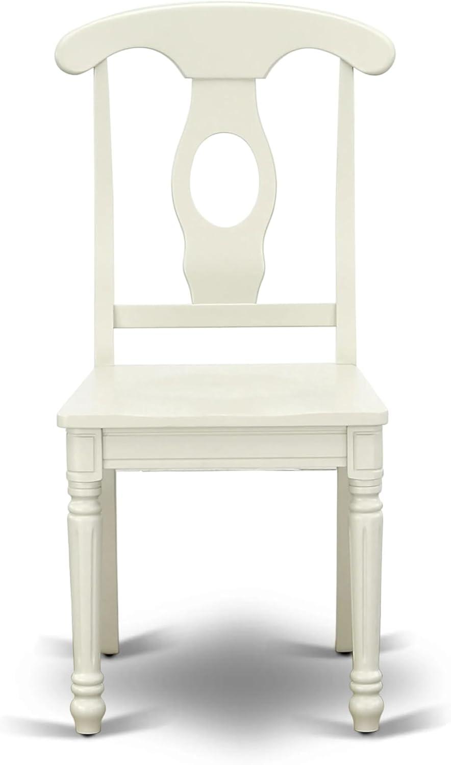 East West Furniture Antique 3-piece Dining Set with Napoleon Back in Linen White