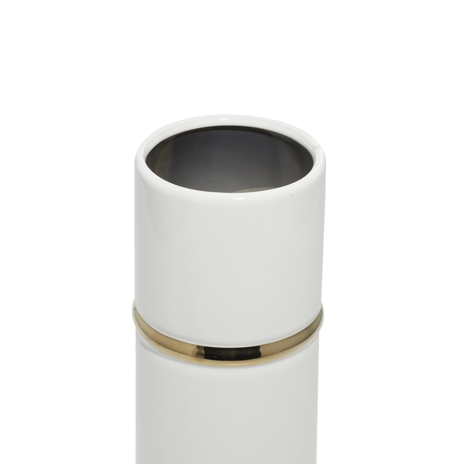 Set of 3 Modern Cylindrical Ceramic Vases White - Olivia & May
