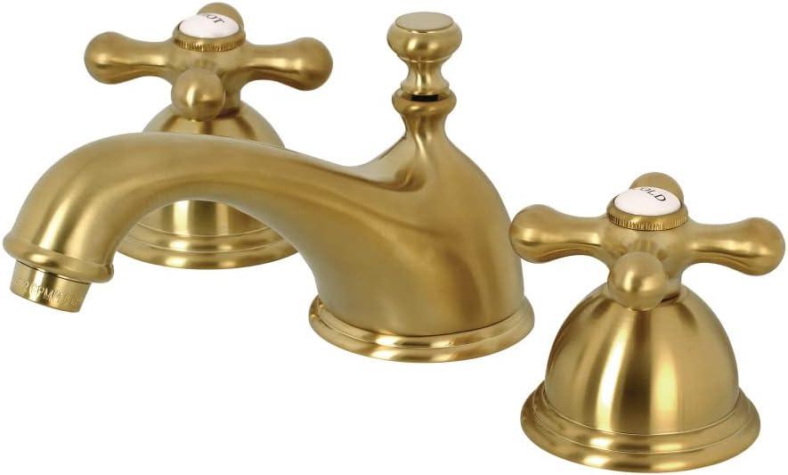 Kingston Brass Duchess Two-Handle 3-Hole Deck Mount Widespread Bathroom Faucet with Brass Pop-Up Drain
