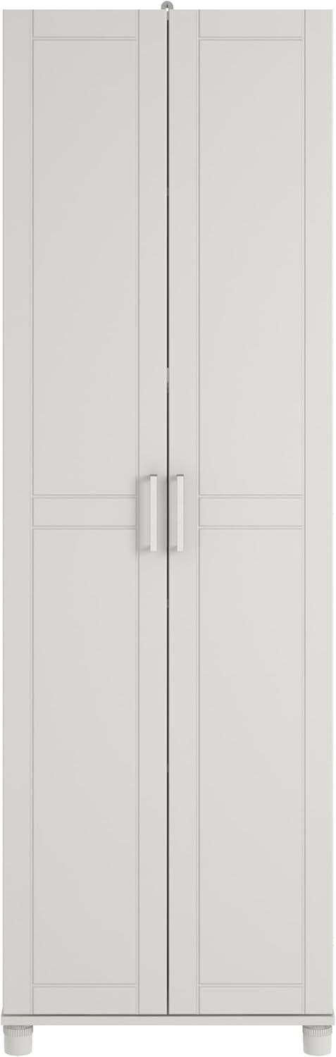 Elegant Freestanding 75" White Utility Storage Cabinet with Adjustable Shelves