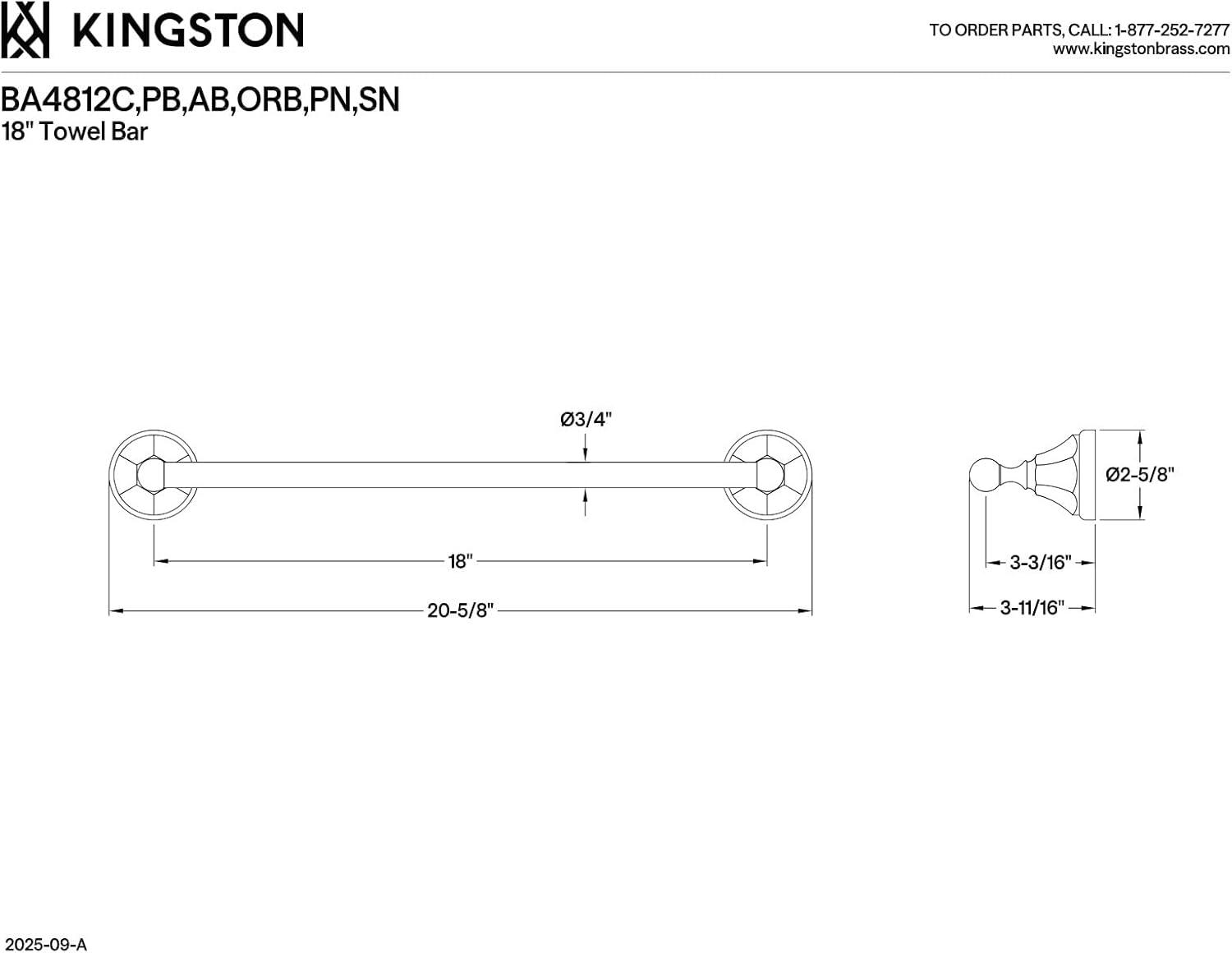 Kingston Brass Metropolitan 18-Inch Towel Bar