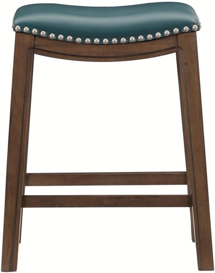 Homelegance 24" Counter Height Wooden Bar Stool Saddle Seat Barstool, Green