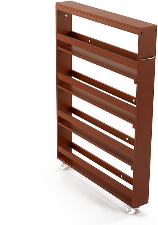 The Lakeside Collection Rolling Spice and Can Storage Rack 4 Tier - Walnut