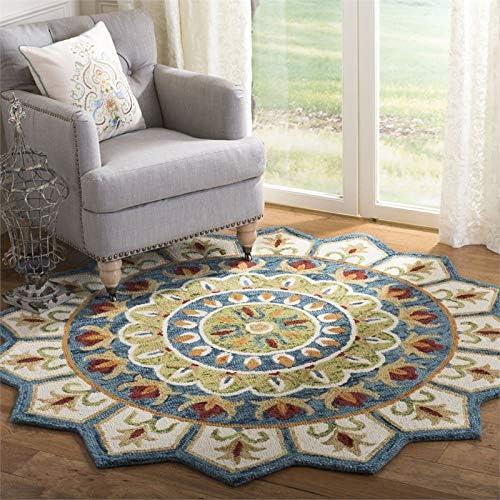 Novelty NOV605 Hand Tufted Area Rug - Ivory/Blue - 4' round - Safavieh.