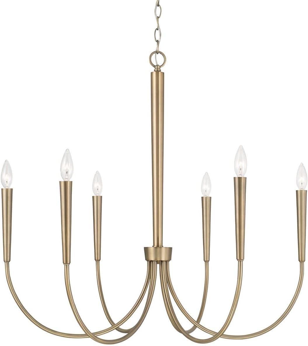 Elegant Aged Brass 6-Light Traditional Taper Candle Chandelier