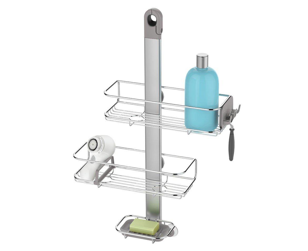 Simplehuman Medium Adjustable Shower Caddy, Stainless Steel/Anodized Aluminum Rust-Proof Frame