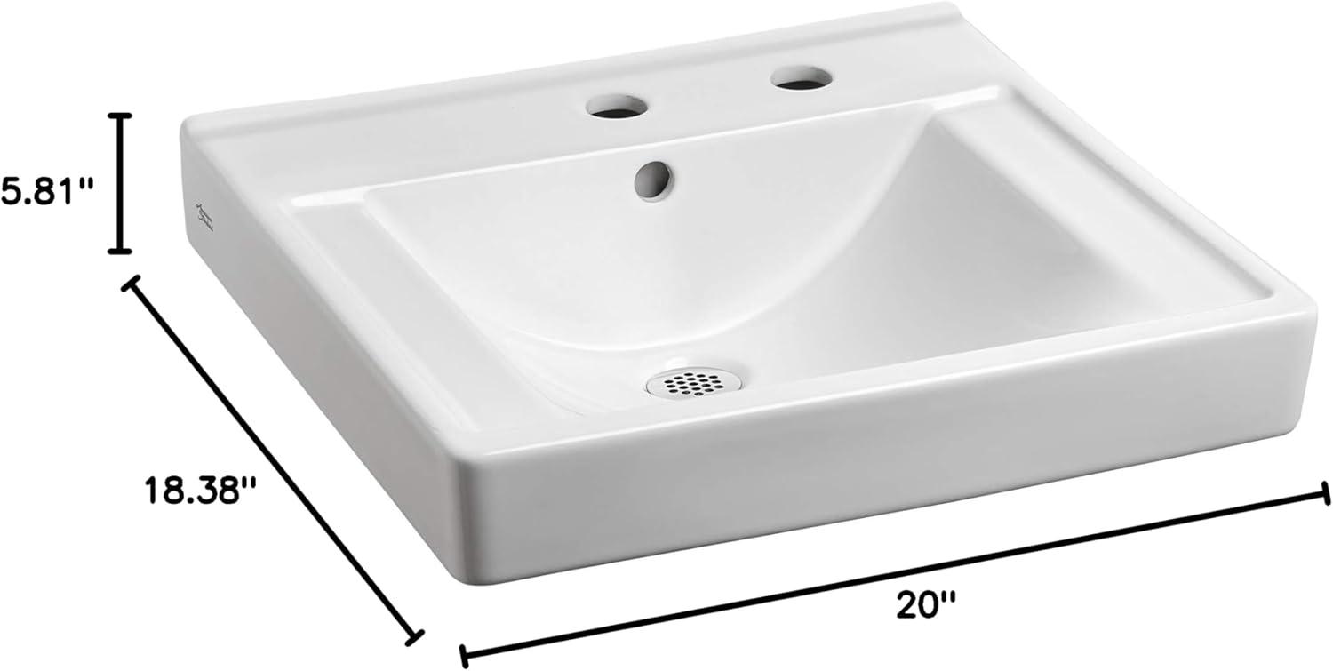 American Standard Decorum 18.25'' White Vitreous China Rectangular Bathroom Sink with Overflow