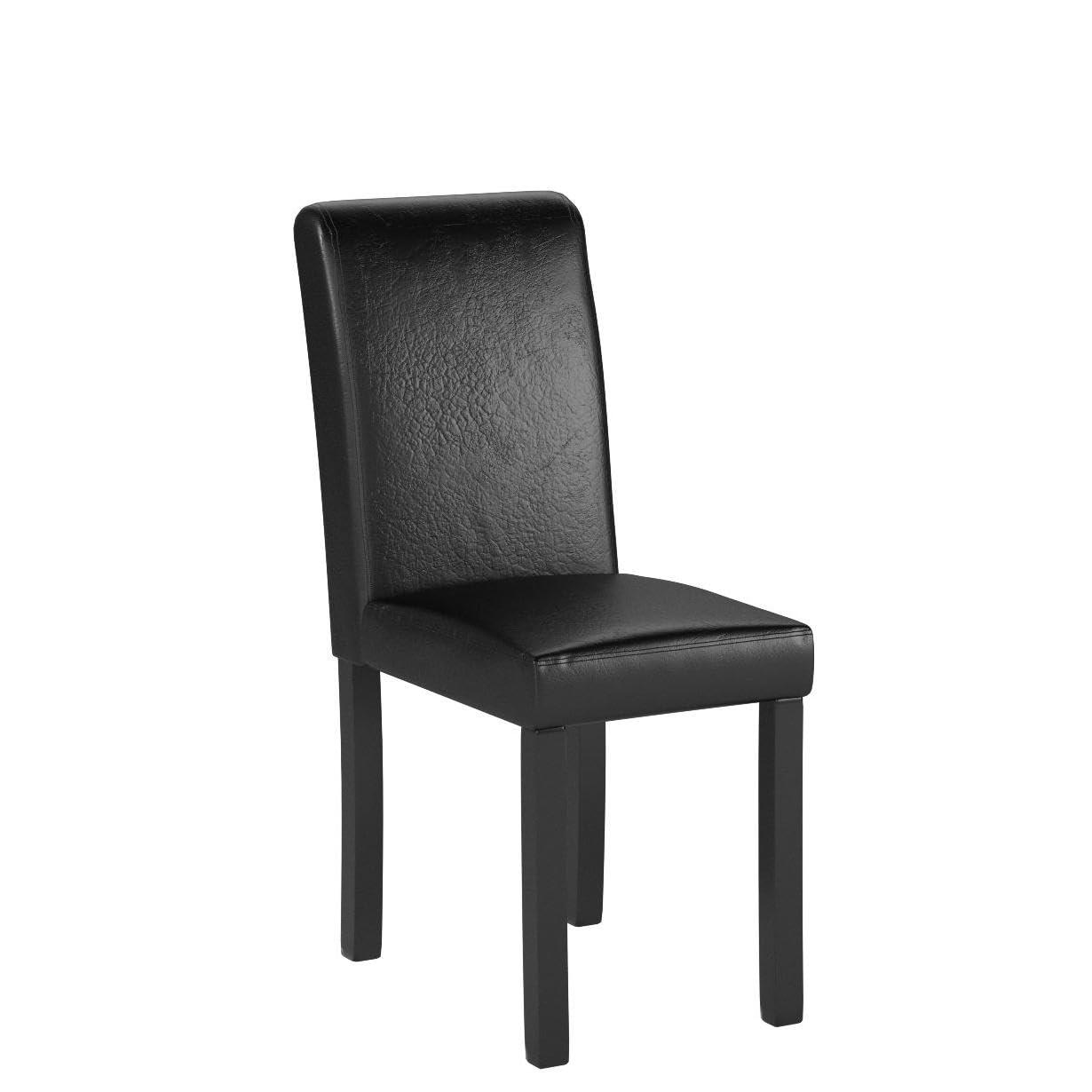 Tangkula Dining Chair Set of 4 w/ Acacia Wood Frame & Rubber Wood Legs Padded Backrest Black