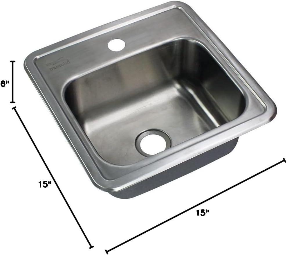 15'' Brushed Stainless Steel Single Bowl Drop-In Kitchen Sink