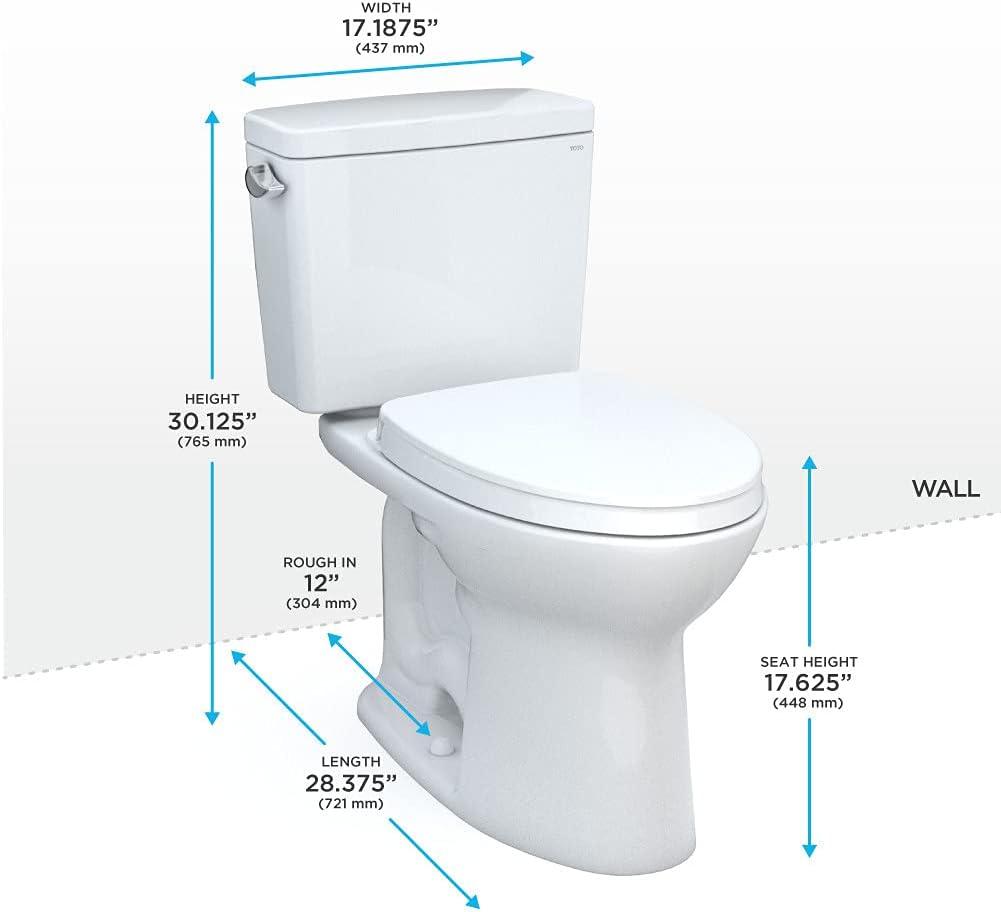 TOTO® Drake® Two-Piece Elongated 1.28 GPF TORNADO FLUSH® Toilet with CEFIONTECT® and SoftClose® Seat, WASHLET®+ Ready, Cotton White - MS776124CEG#01