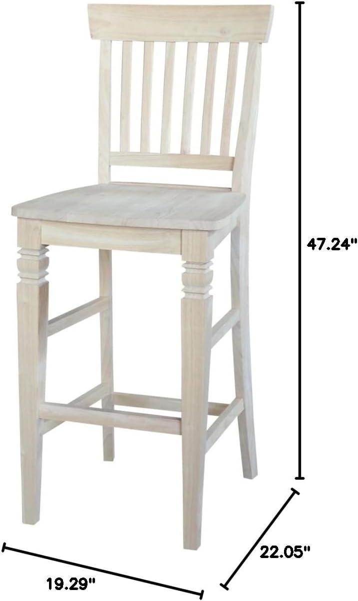 International Concepts Wood Seattle Bar Height Stool - 29.92" Seat Height - Unfinished