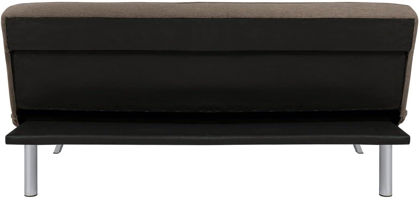 Modern Futon Sofa Bed - Compact Design for Small Spaces - Convertible Futon with Linen Fabric for Premium Comfort - Ideal Guest Couch - Stylish & Durable, Supports up to 750 lbs. - Tangerine