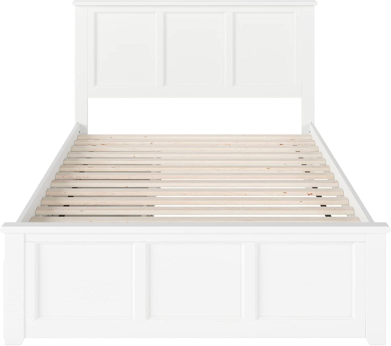 Madison White Twin XL Platform Bed with Matching Foot Board with 2-Urban Bed Drawers