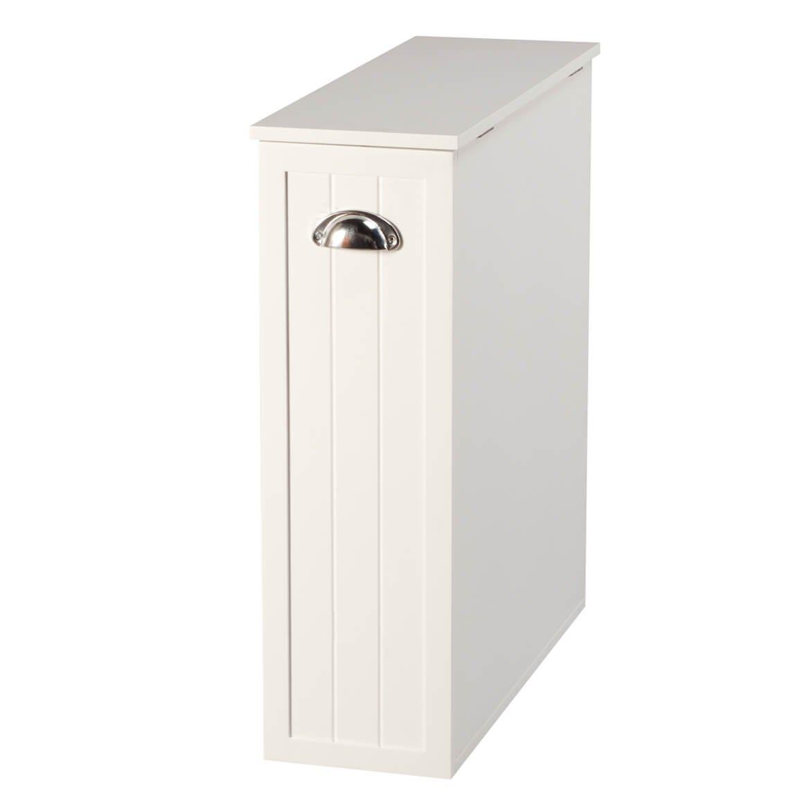 Classic White Slim Bathroom Storage Cabinet with Slide-Out Shelf