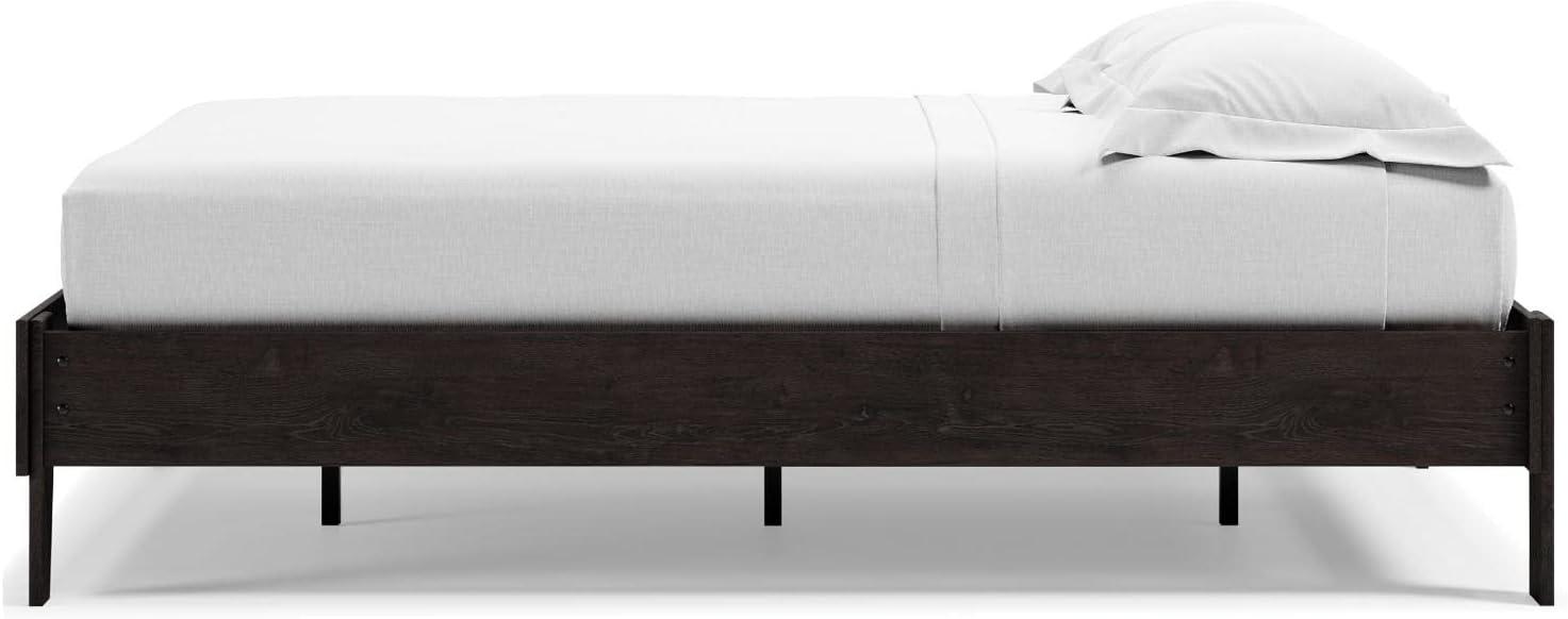 Full Piperton Platform Bed Black - Signature Design by Ashley: Modern Style, MDF Frame, No Box Spring Needed