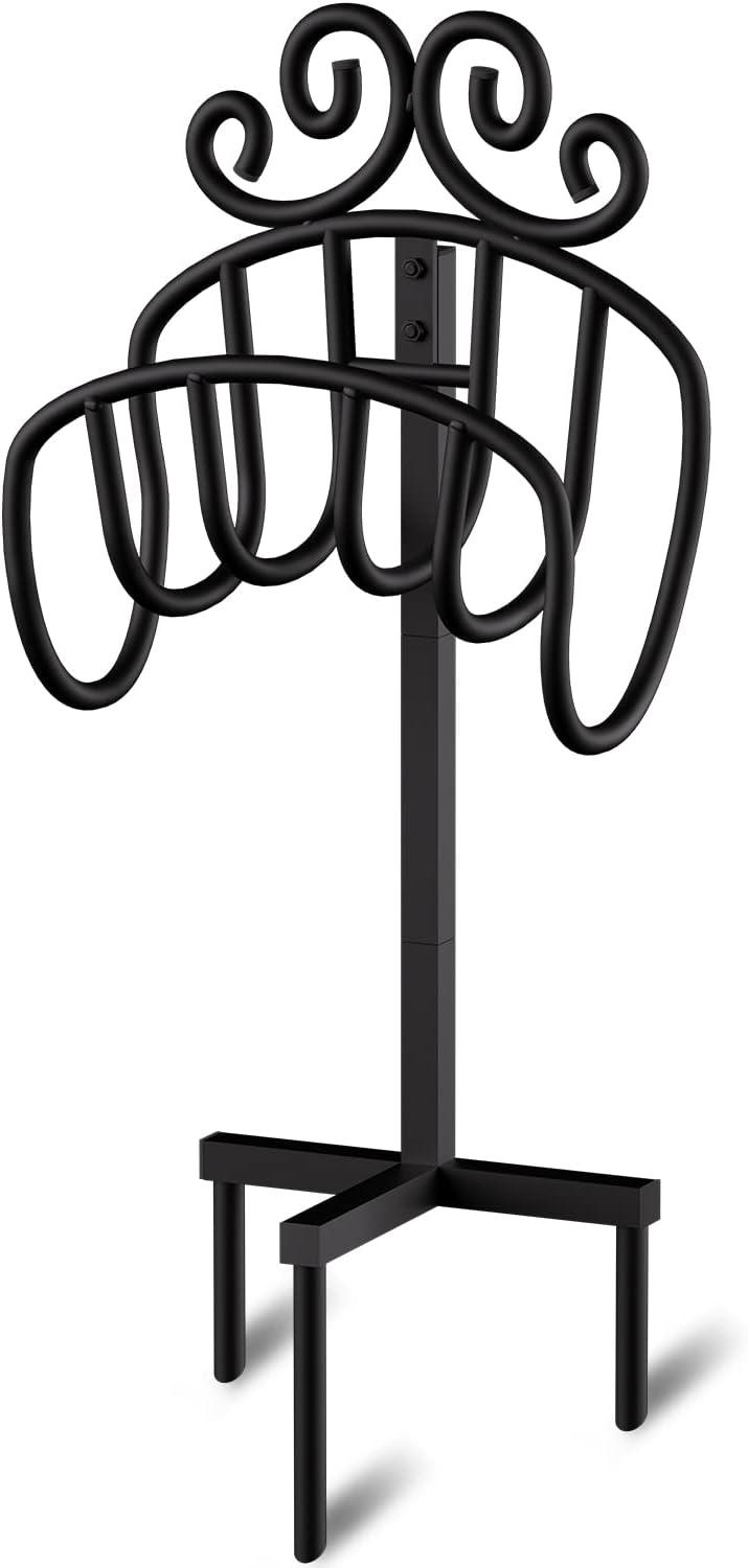 Black Wrought Iron Freestanding Decorative Hose Holder