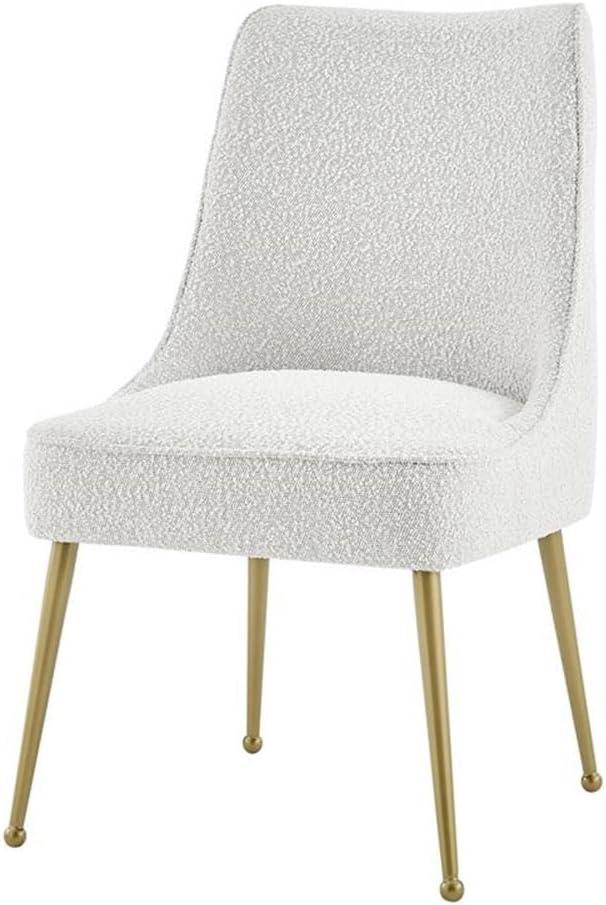 Cedric Fabric Dining Side Chair Gold Legs, (Set of 2) Beige