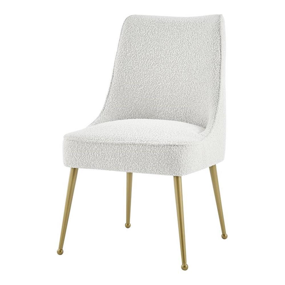 Cedric Fabric Dining Side Chair Gold Legs, (Set of 2) Beige