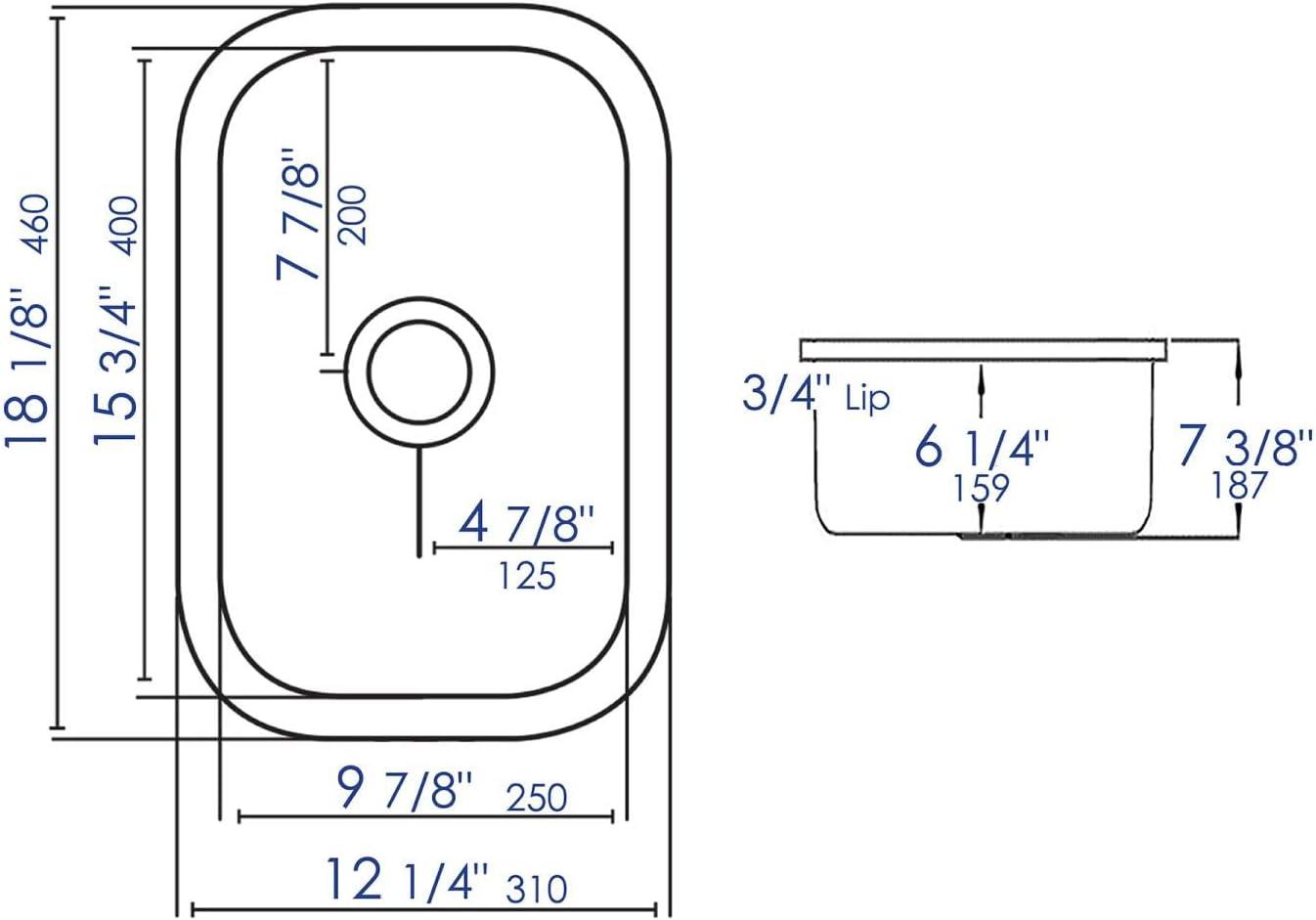 18.25'' L Undermount Single Bowl Fireclay Kitchen Sink