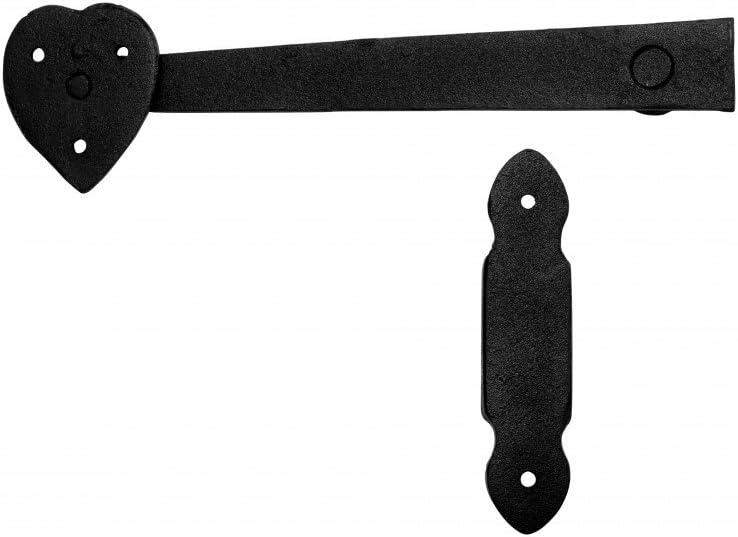 Black Wrought Iron Gate Latch with Heart Shape Backplate