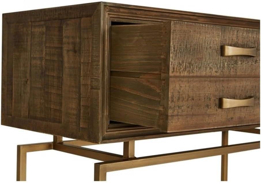 Aristocrat 71'' Brown and Gold Round Console Table with Storage
