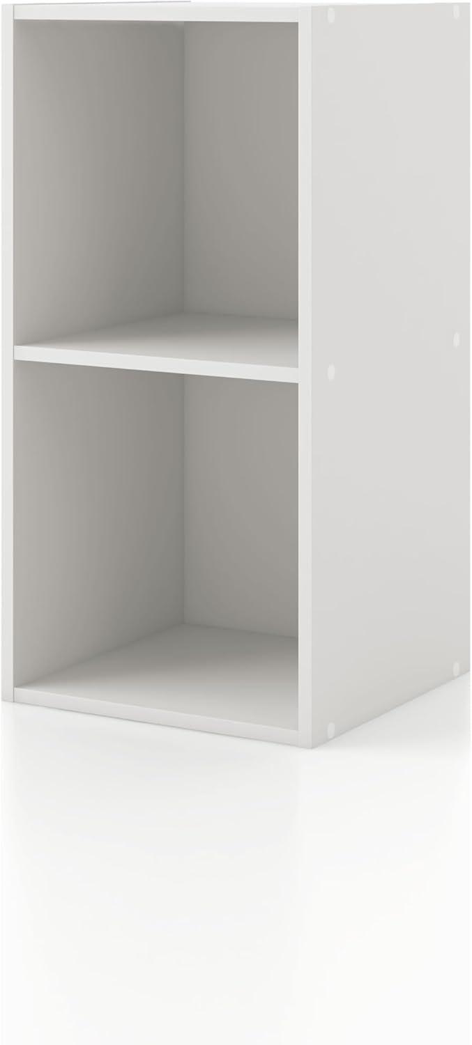 24/7 Shop At Home 24" Silkpath Modern 2 Cube Stackable and Modular Bookcase White: MDF Wood, Open Shelving