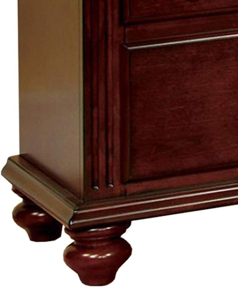 Elegant Cherry Finish 2-Drawer Traditional Nightstand with Antique Gold Knobs