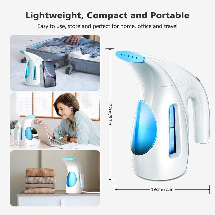 HiLIFE Steamer for Clothes, Portable Handheld Design, 240ml Big Capacity, 700W, Strong Penetrating Steam, Removes Wrinkle, for Home, Office and Travel(ONLY FOR 120V)(Maya Blue)