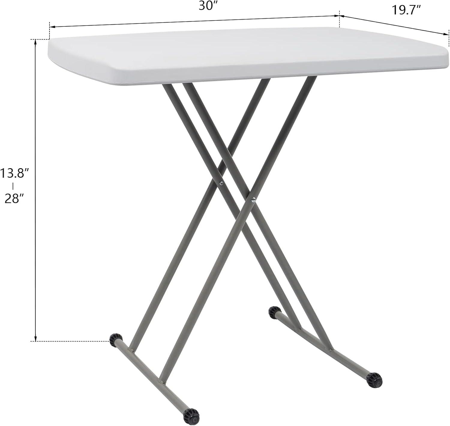 30'' Plastic Folding Tables Rectangular Utility Table Adjustable Height White