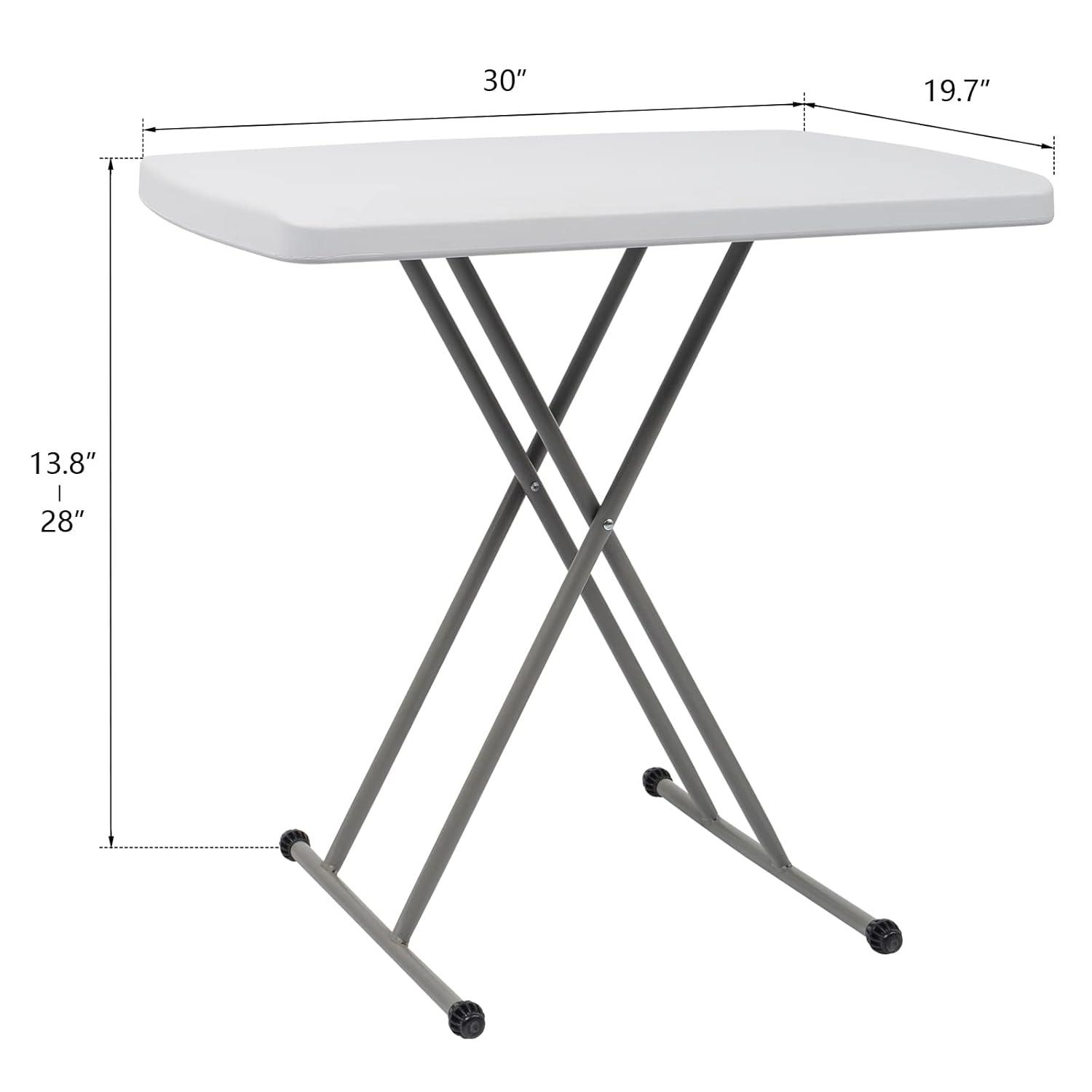 30'' Plastic Folding Tables Rectangular Utility Table Adjustable Height White