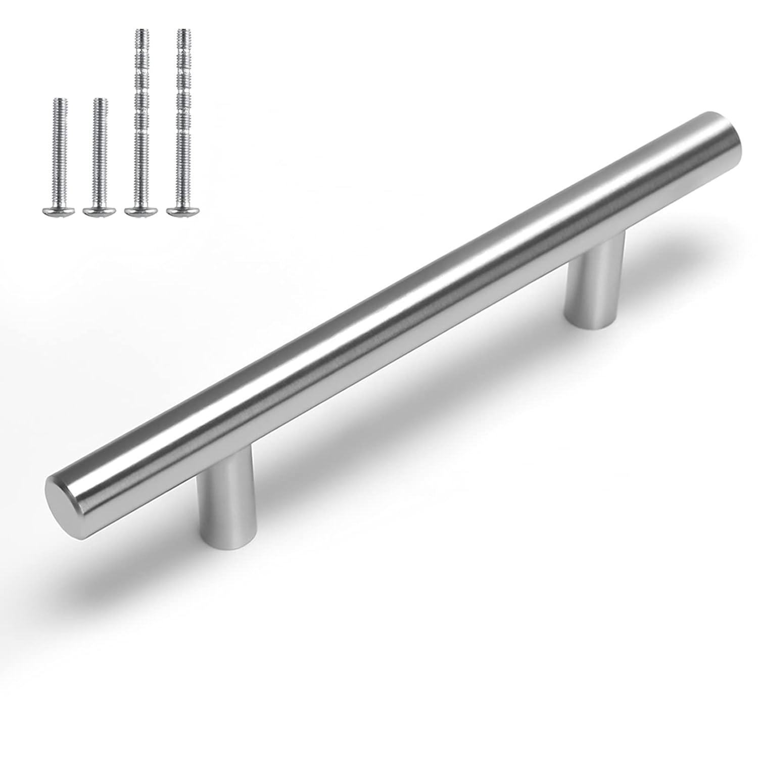 homdiy 10 Pack Brushed Nickel Cabinet Pulls 3 Inch Kitchen Cabinet Handles Stain Steel Cabinet Hardware for Kitchen and Bathroom Cabinets, 5 Inch Overall Drawer Pull