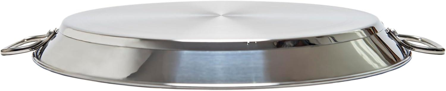 Garcima 14-inch Stainless Flat Bottom Paella Pan for Induction, 36cm