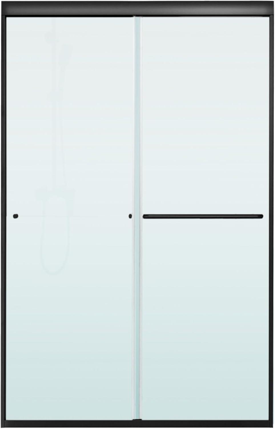 Matte Black Framed Sliding Shower Door with Clear Glass