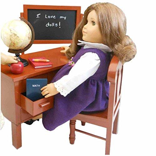 The Queen's Treasures 18 Inch Doll Furniture and Accessories, Vintage Style Wooden School Teachers Desk