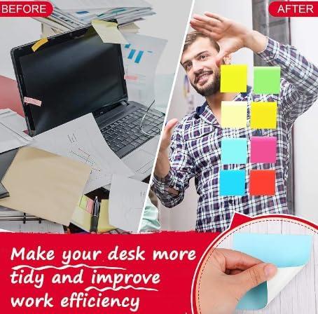 Reusable Dry Erase Sticky Notes with Dry Erase Markers & Clips. Multi-Color 4x4 6-Pack! Eco-Friendly & Washable-Perfect for Lists, Labels & Reminders. Your Sticky Note for Home & Office!